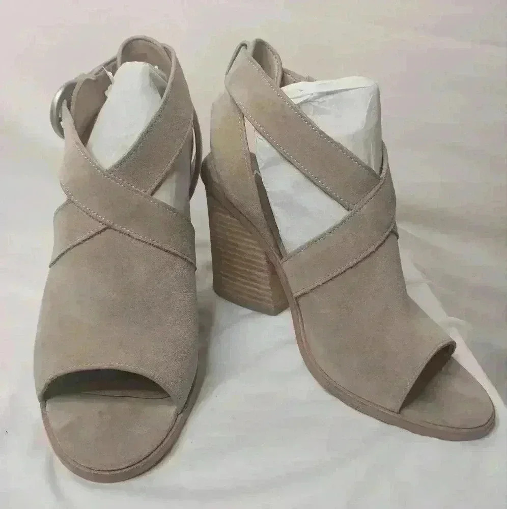 Marc Fisher, Suede Leather, Tan, Open Toe, Heeled… - image 1